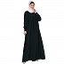Casual cuff sleeves pleated abaya- Bottle Green